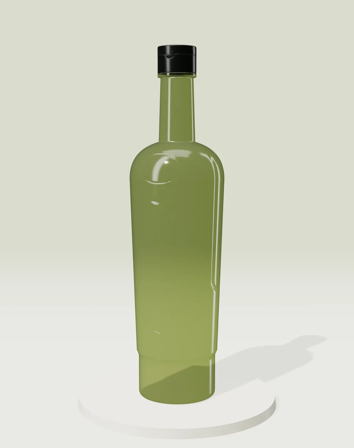 VERKA 750 ml PET bottle, olive green, with FT21/29 cap · 3D preview